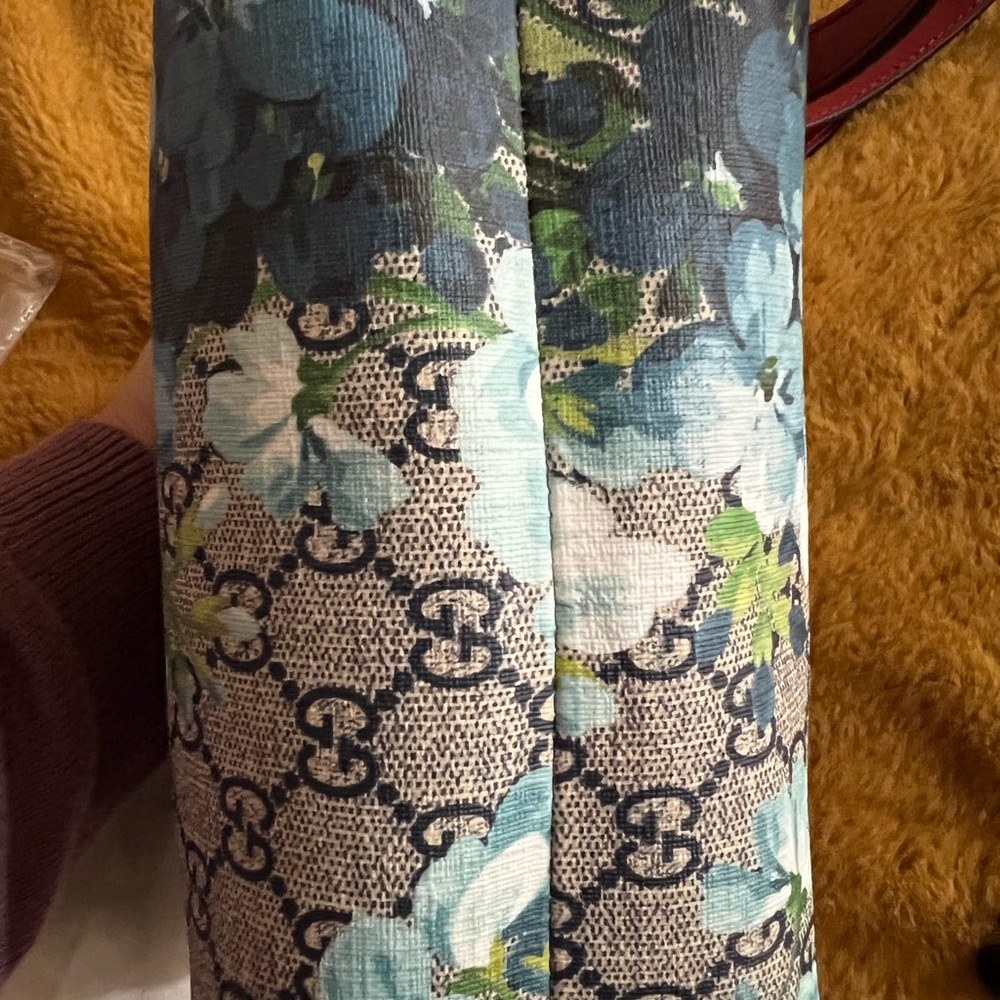 Mini GG Supreme Blue Floral Print with Red leather trim. - Picture 9 of 16